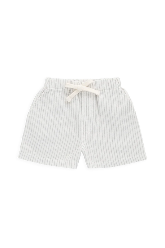Organic Cotton Louis Short Mini Pinstripe Parchment/Dawn