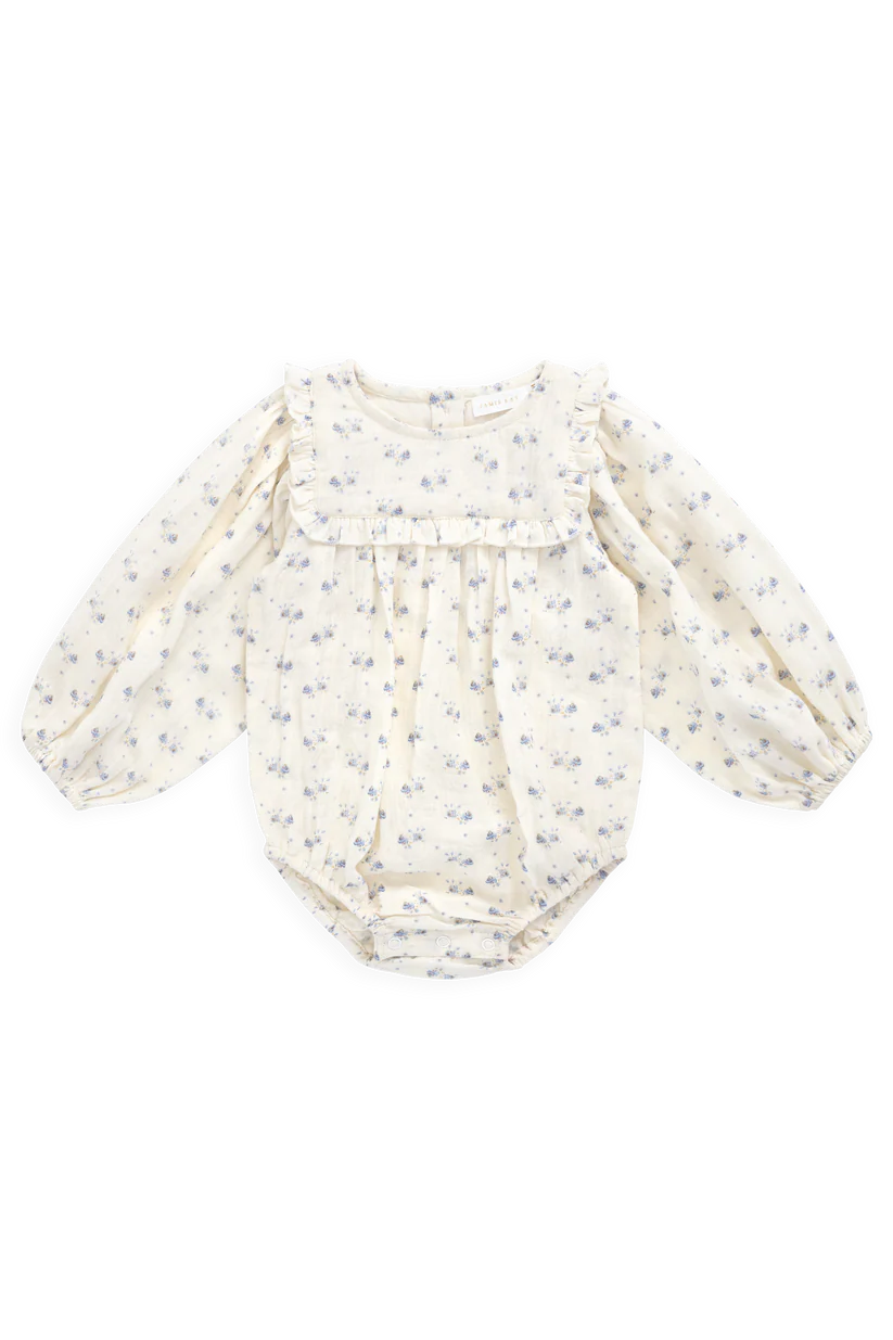 Organic Cotton Muslin Frances Playsuit Molly Blue