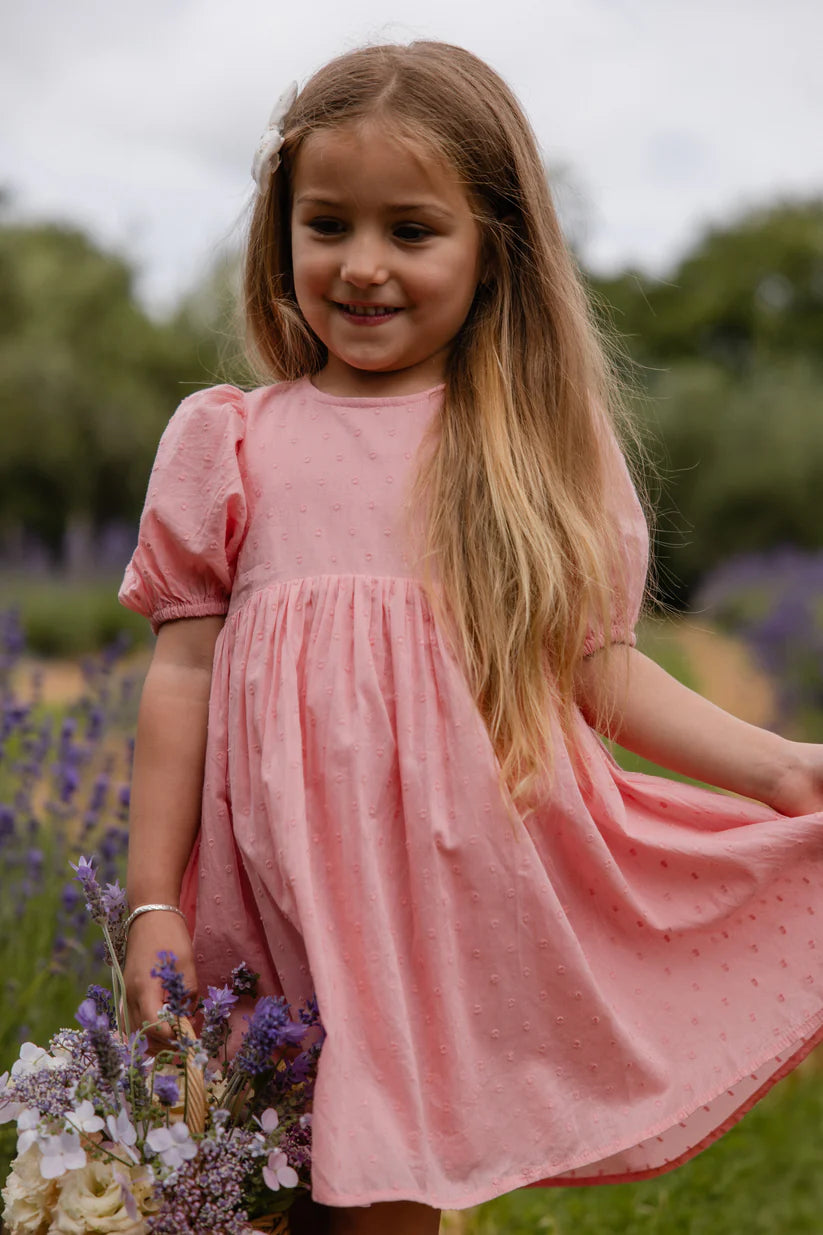 Organic Cotton Frannie Dress - Swiss Pink