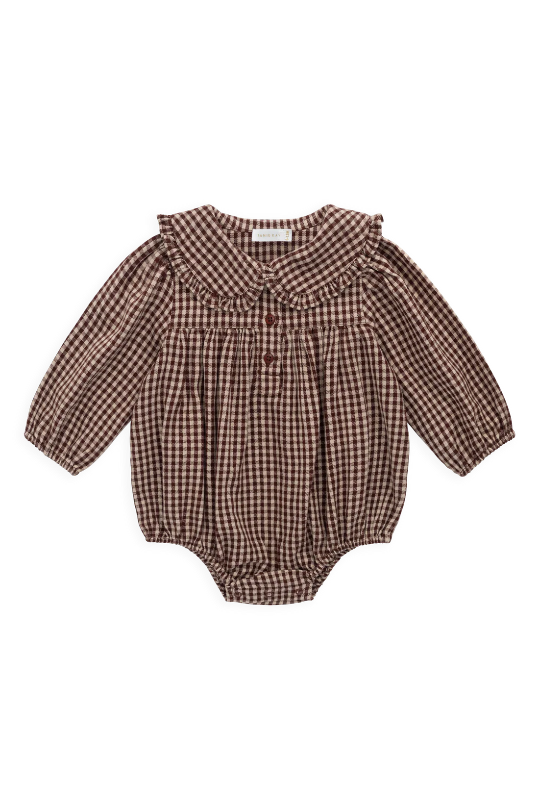 Organic Cotton Elowen Playsuit Cinnamon Gingham