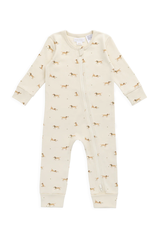 Organic Cotton Reese Zip Onepiece Play Ball Cassava