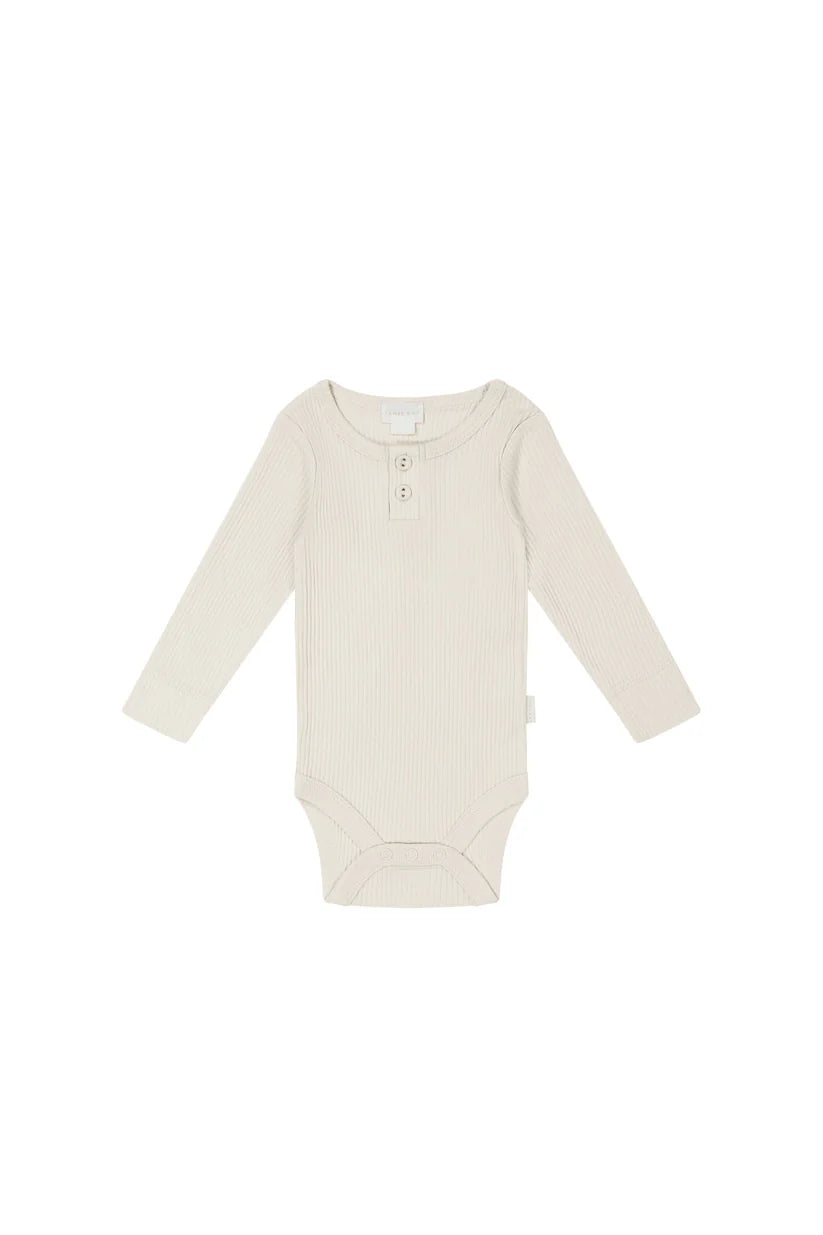Organic Cotton Modal Long Sleeve Bodysuit - Milk