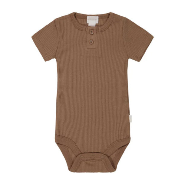 Organic Cotton Modal Darcy Rib Tee Bodysuit - Hojicha