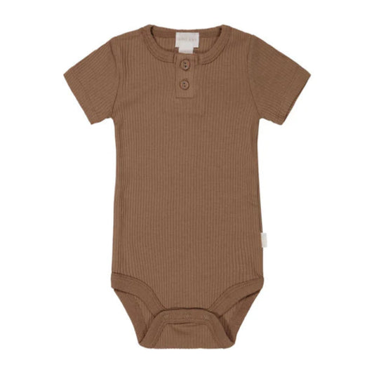 Organic Cotton Modal Darcy Rib Tee Bodysuit - Hojicha