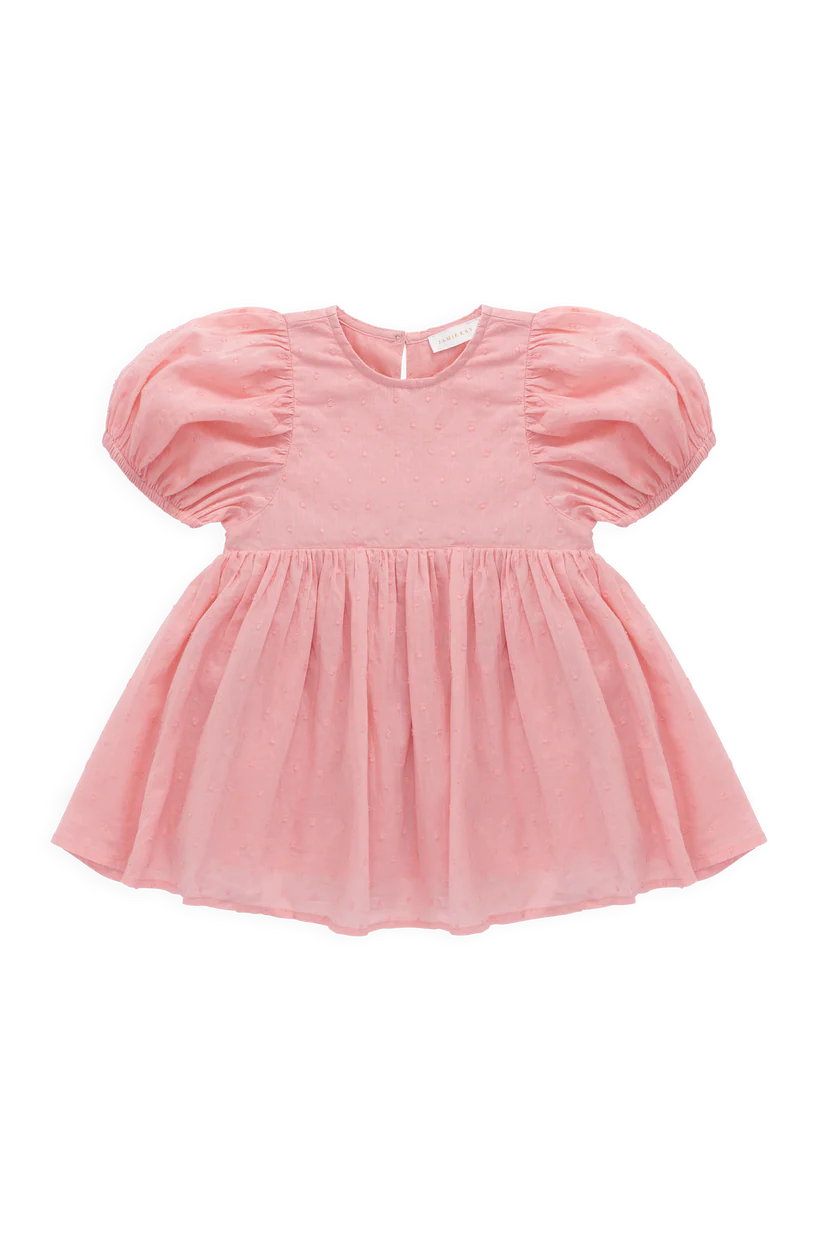Organic Cotton Frannie Dress - Swiss Pink