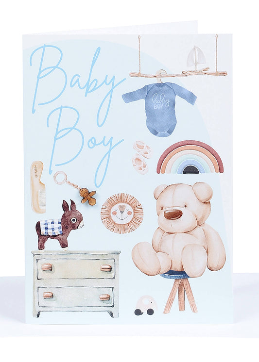 Blue Baby Boy Boho Lrg Card