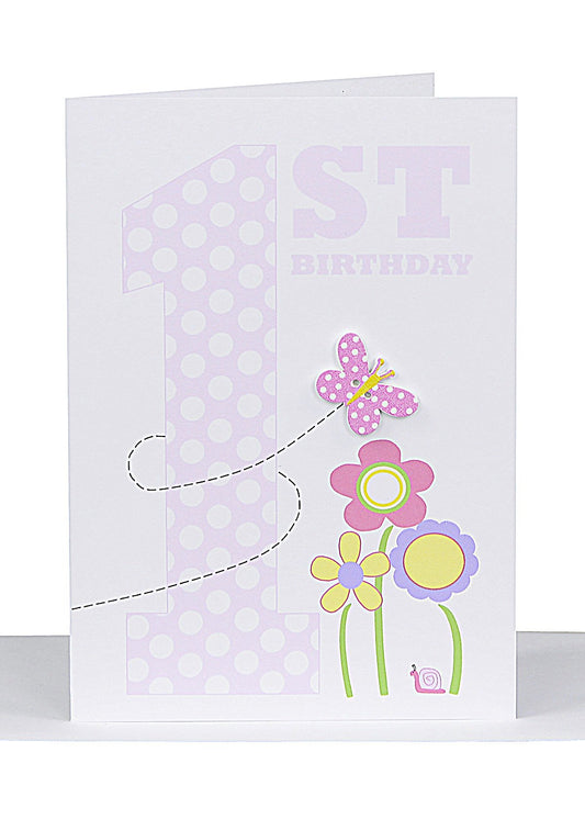 1st Birthday Butterfly Lrg Card