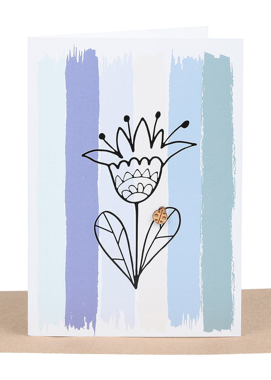 Blue Stripes Flower Lrg Card