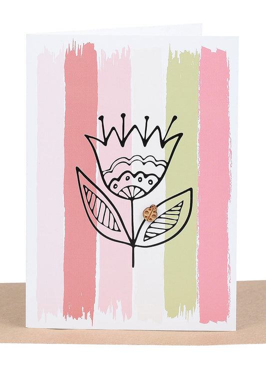 Pink Stripe Flower Lrg Card