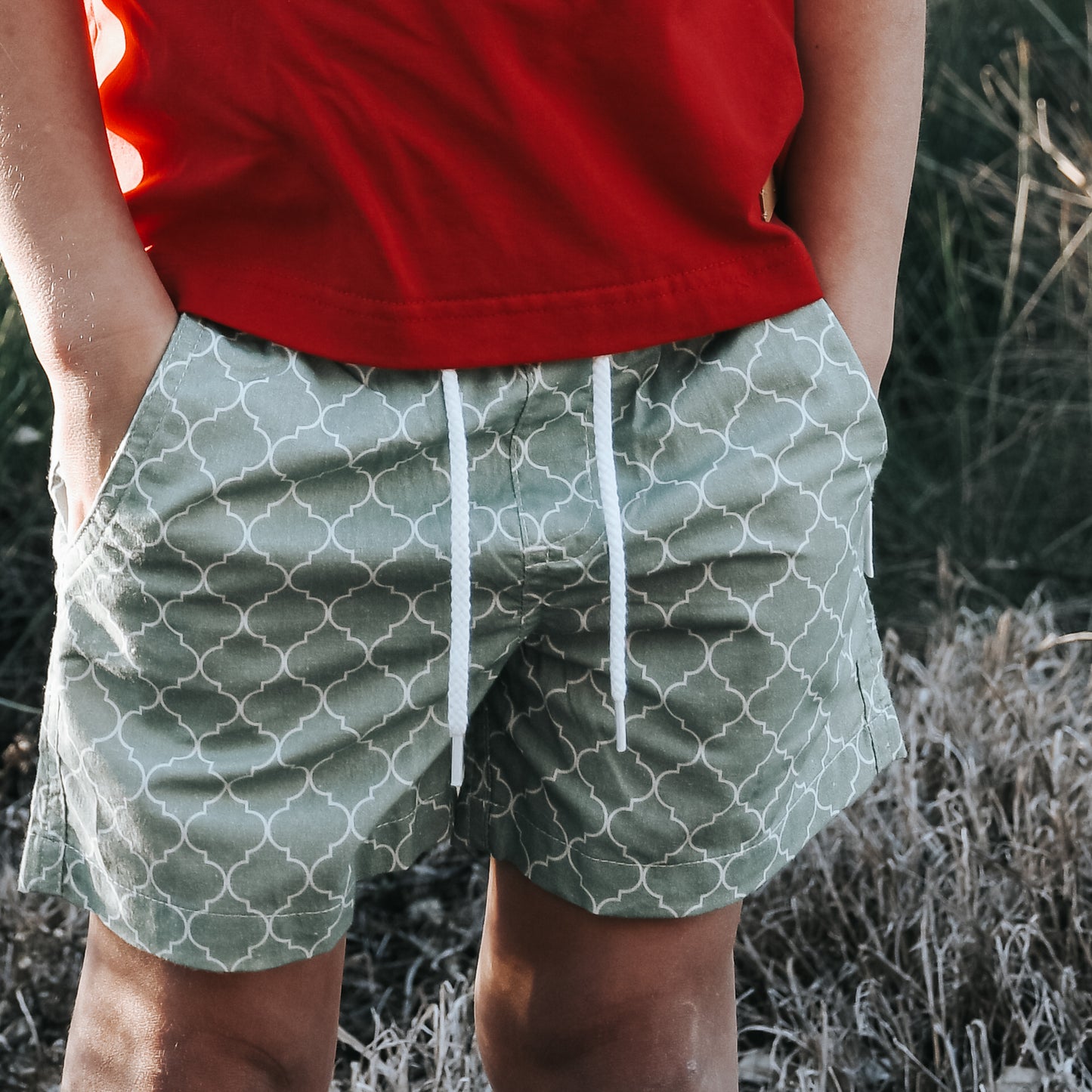 Boys Sonny Shorts Green Geo Print