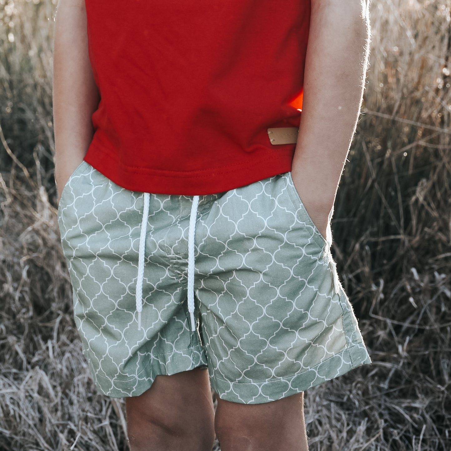 Boys Sonny Shorts Green Geo Print