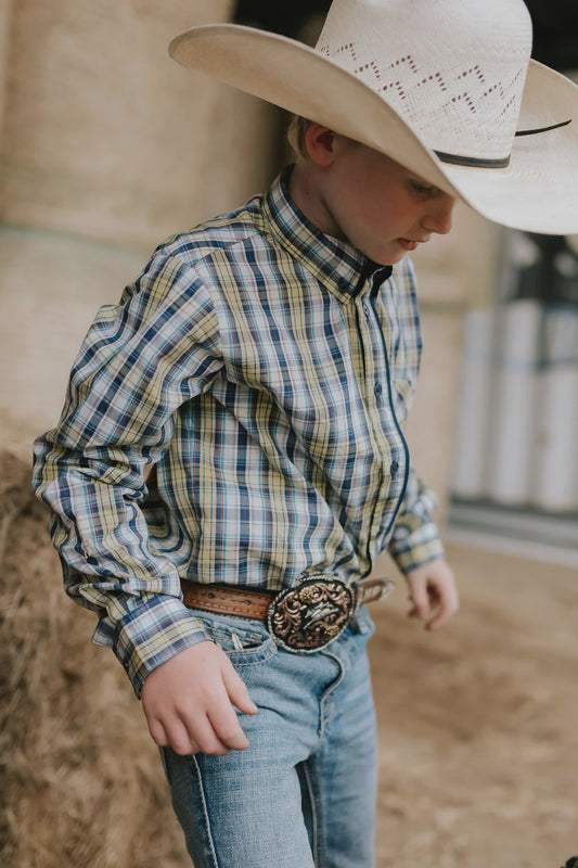 Clyde Navy Glow Checked Long Sleeve Shirt