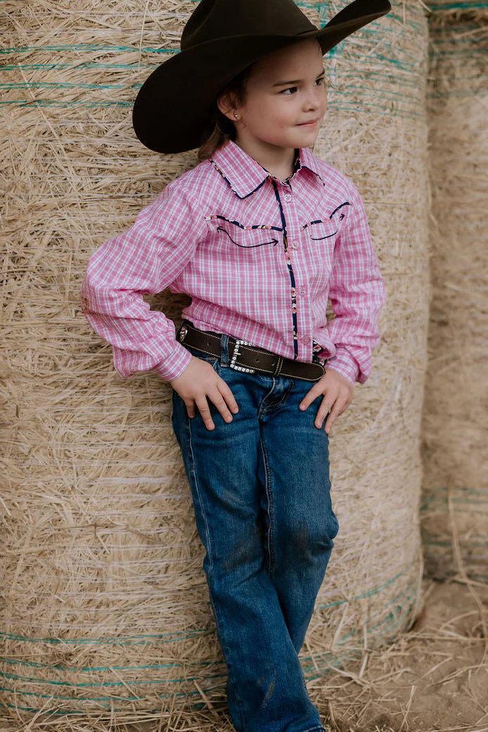 Stella Pink Check Western Yoke Long Sleeve Shirt