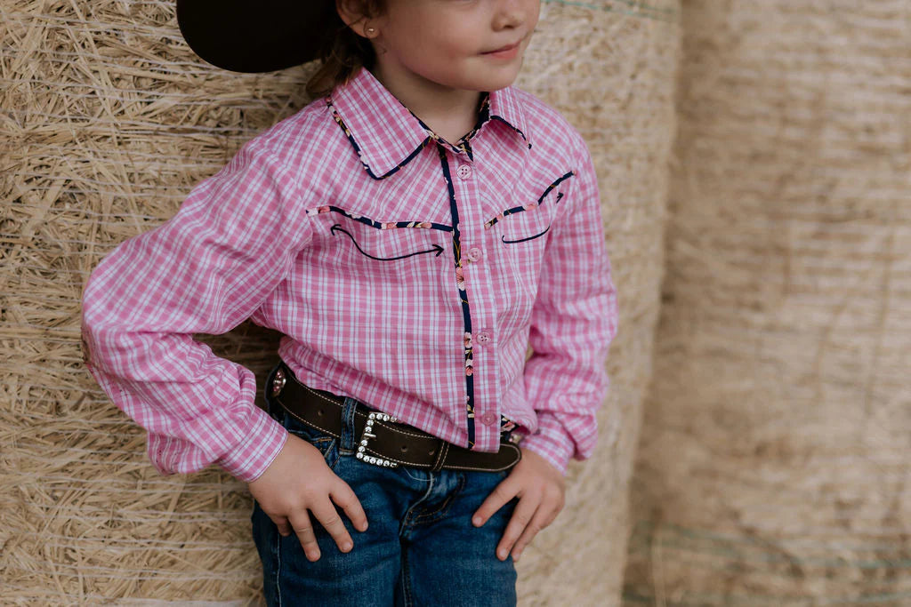 Stella Pink Check Western Yoke Long Sleeve Shirt