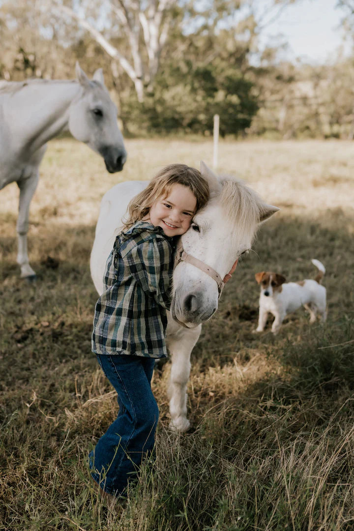 Lulu Linen Girl’s Checked Swing Top