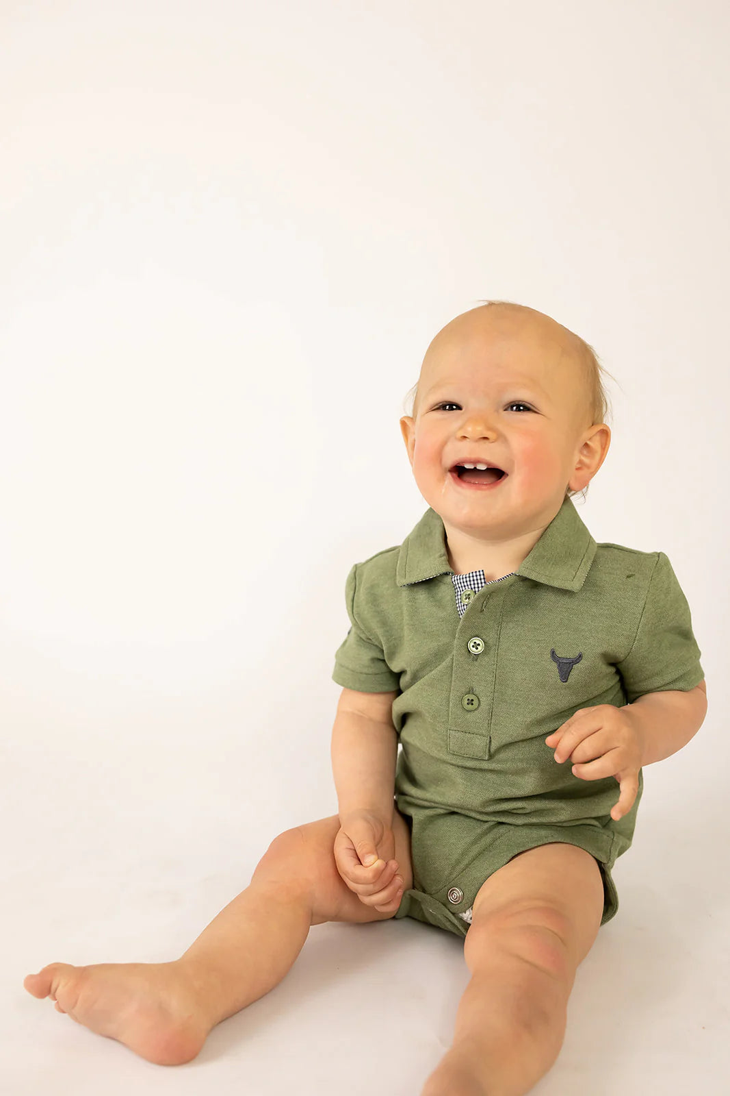 Ky Baby Khaki Green Polo Romper