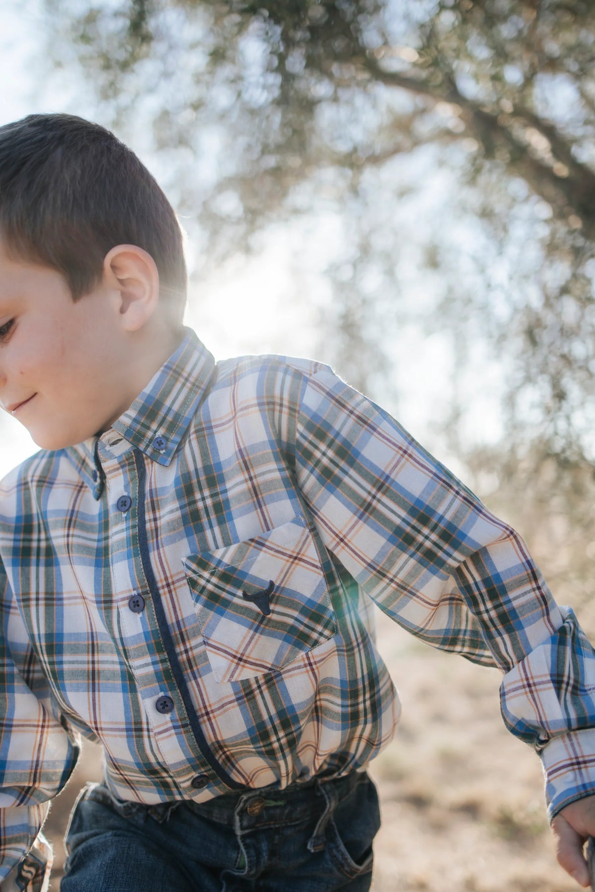 Tully Boy Long Sleeve Blue Plaid Western Shirt