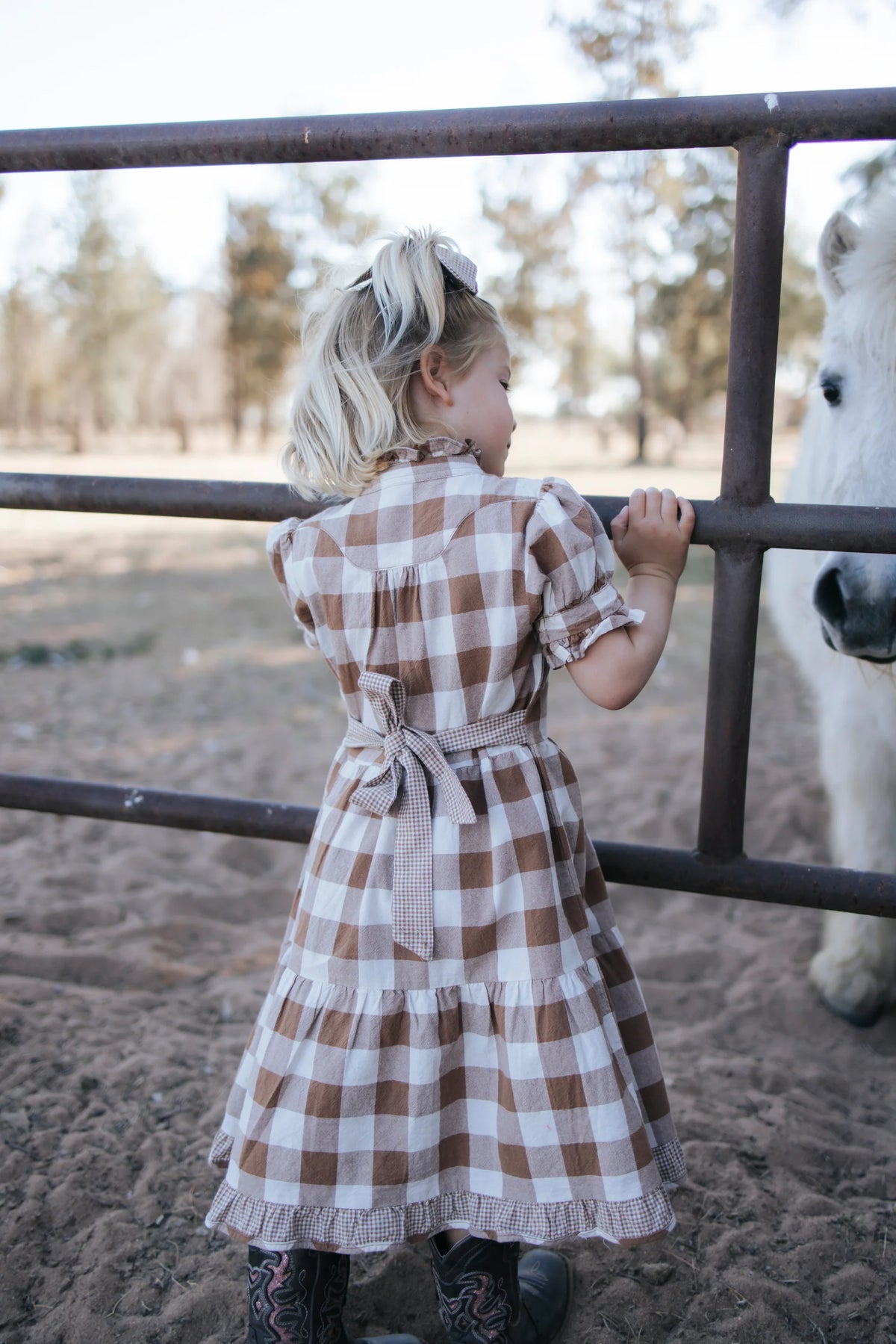 Miss Mae Brown Gingham Girl's Dress