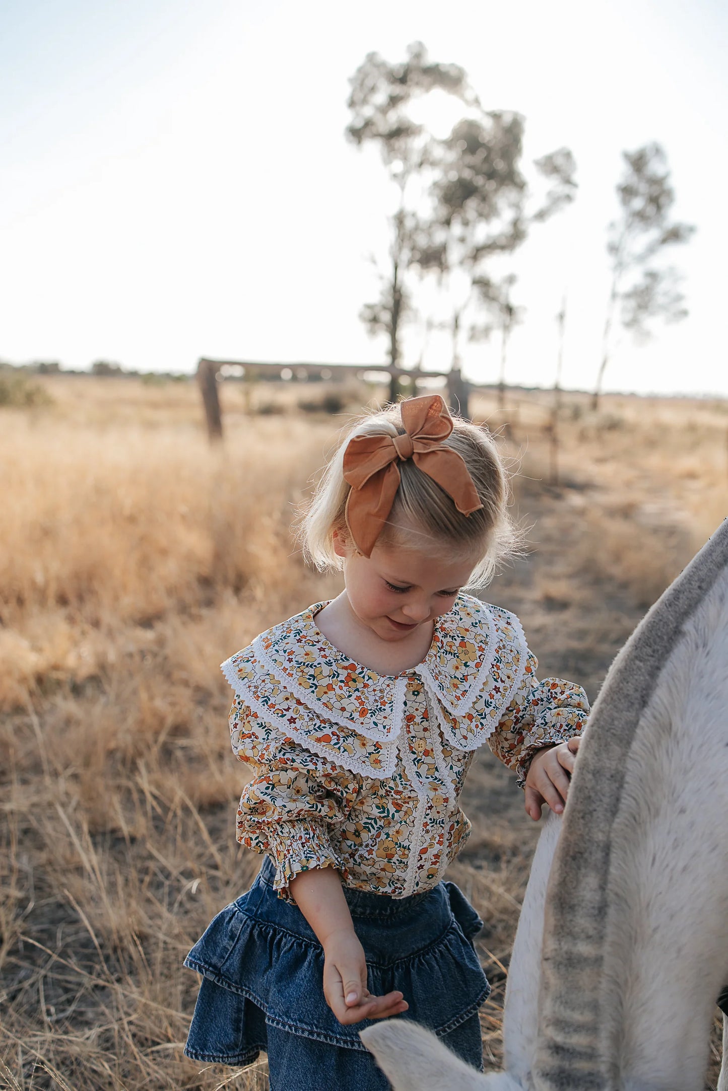 Elsie Girls Butter Yellow Floral Long Sleeve Blouse