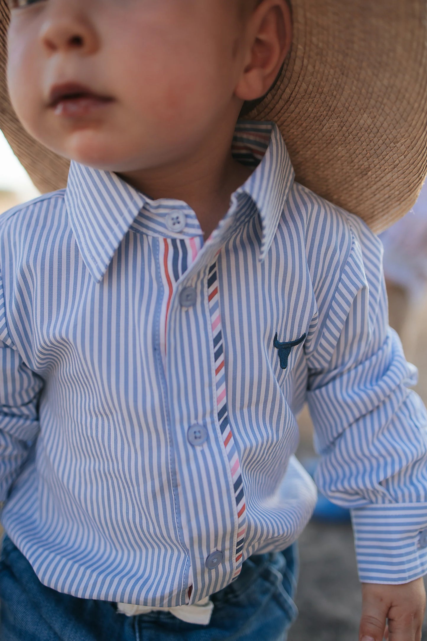 Rhett Multi Stripe Blue Long Sleeve Romper