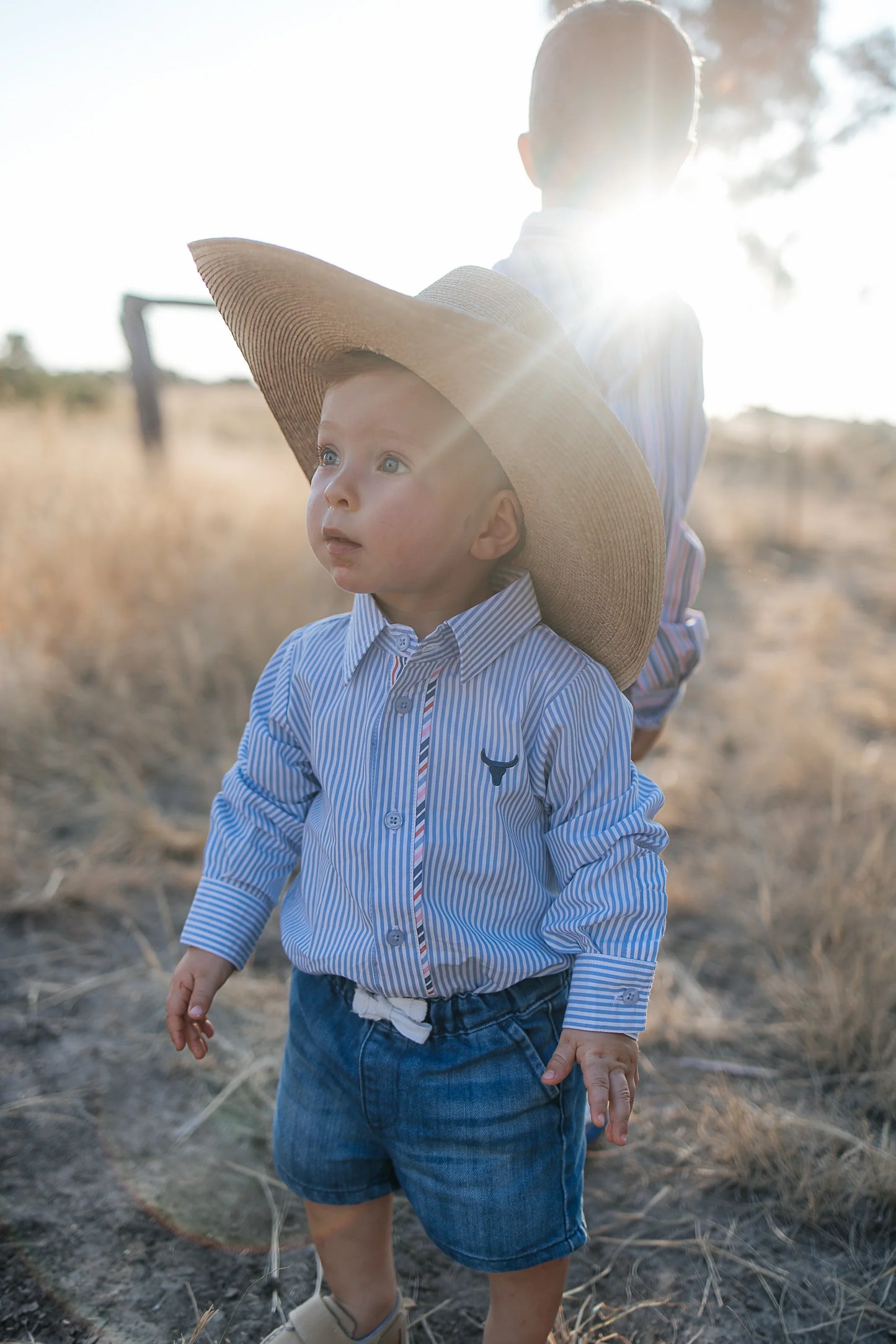 Rhett Multi Stripe Blue Long Sleeve Romper