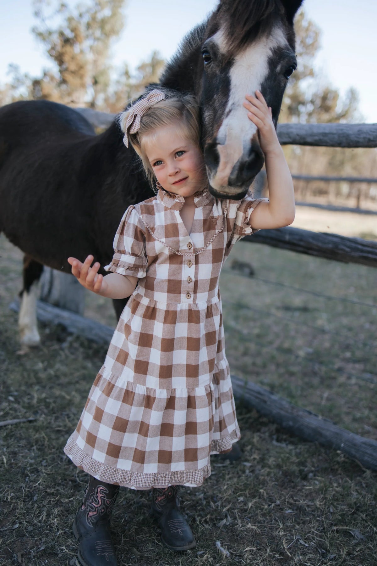 Miss Mae Brown Gingham Girl's Dress