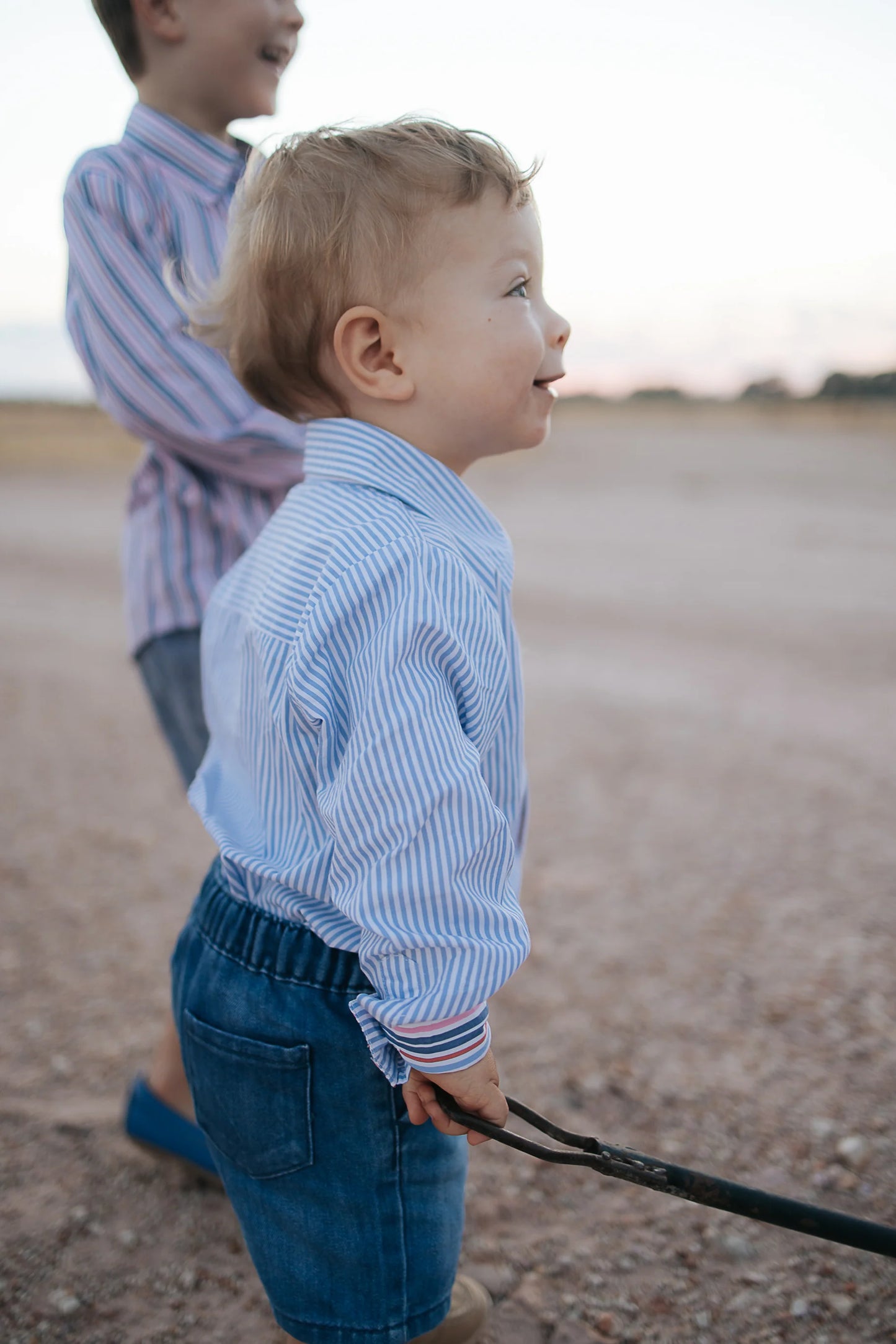 Rhett Multi Stripe Blue Long Sleeve Romper