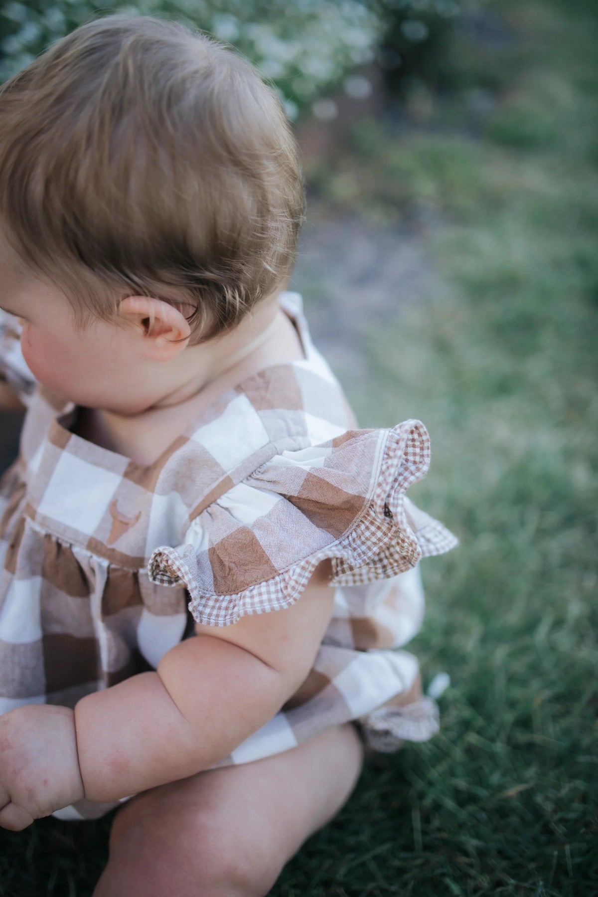 Mae Baby Gingham Flutter Romper