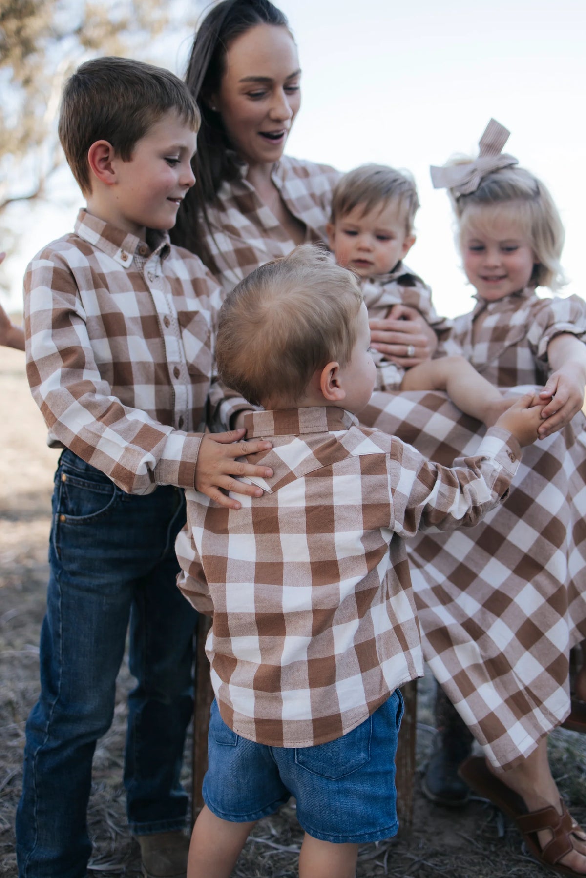 Robert Boys Brown Gingham Western Shirt