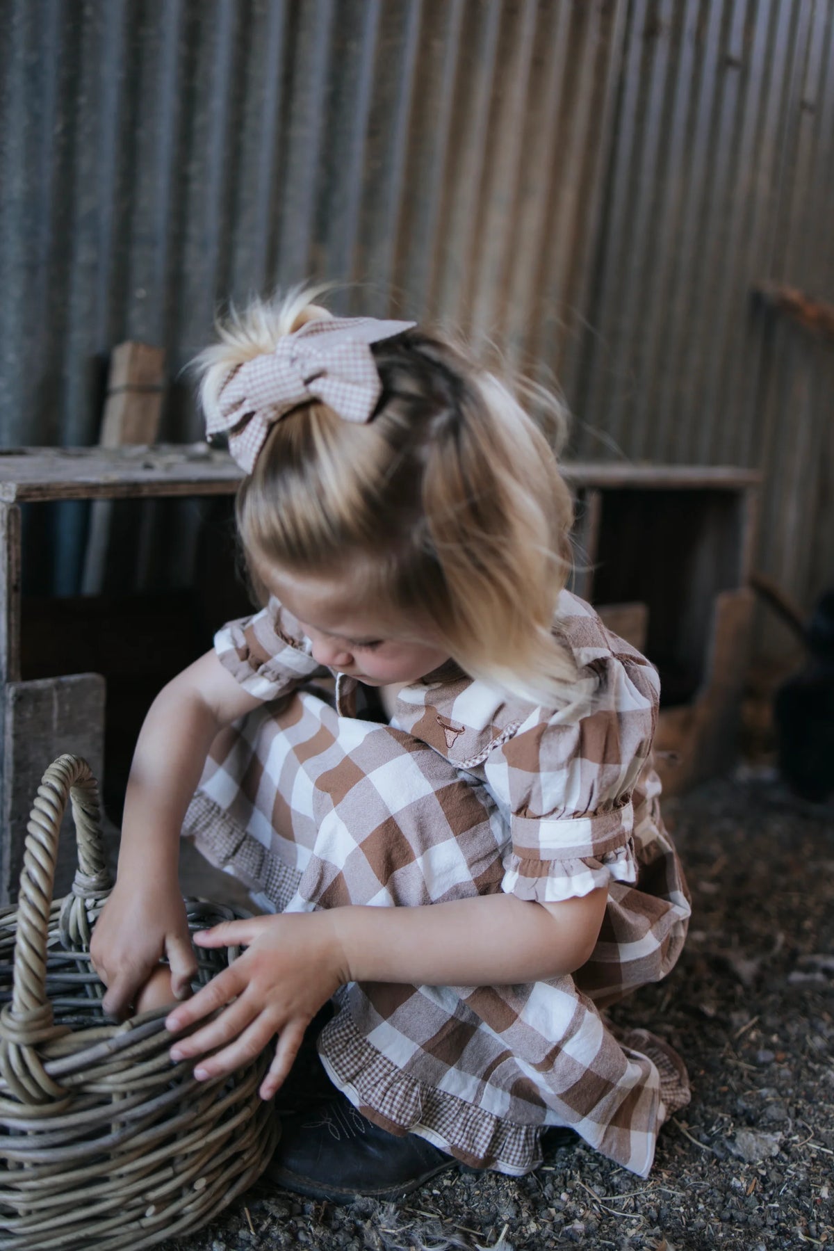 Miss Mae Brown Gingham Girl's Dress