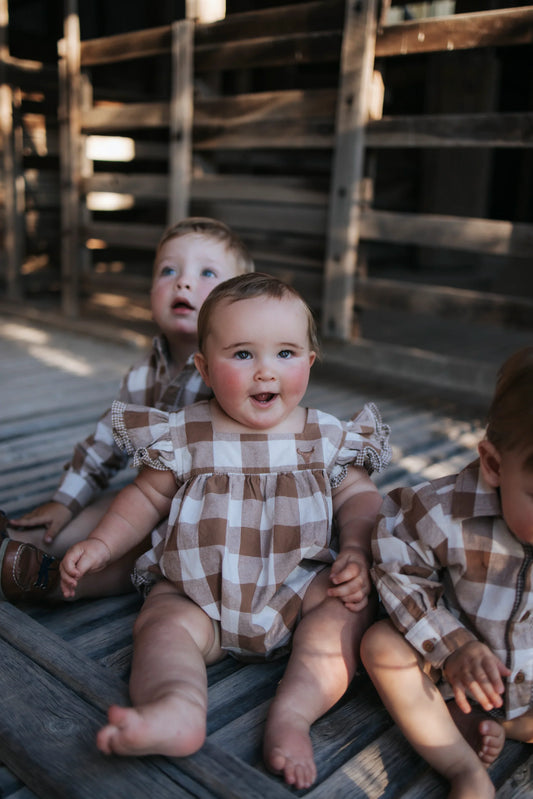 Mae Baby Gingham Flutter Romper