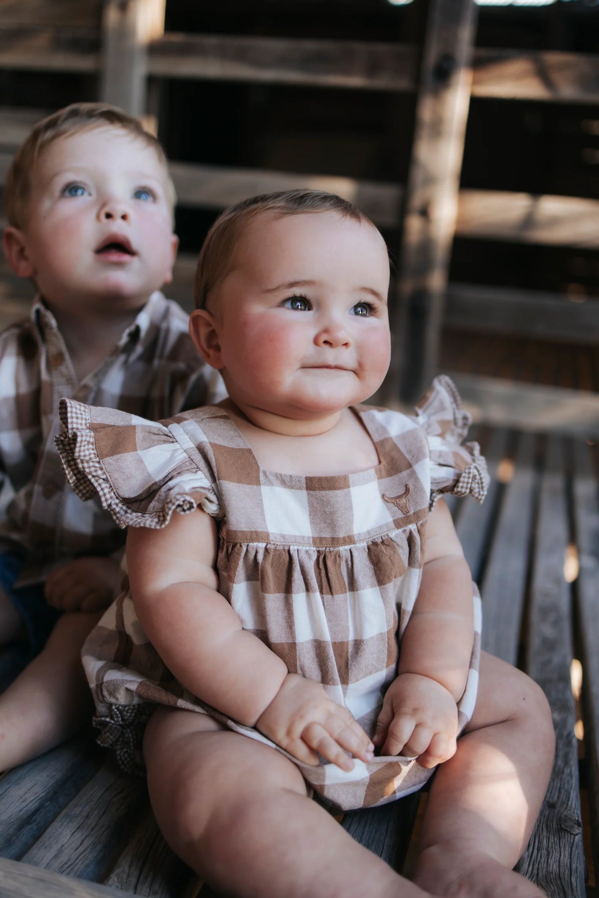 Mae Baby Gingham Flutter Romper