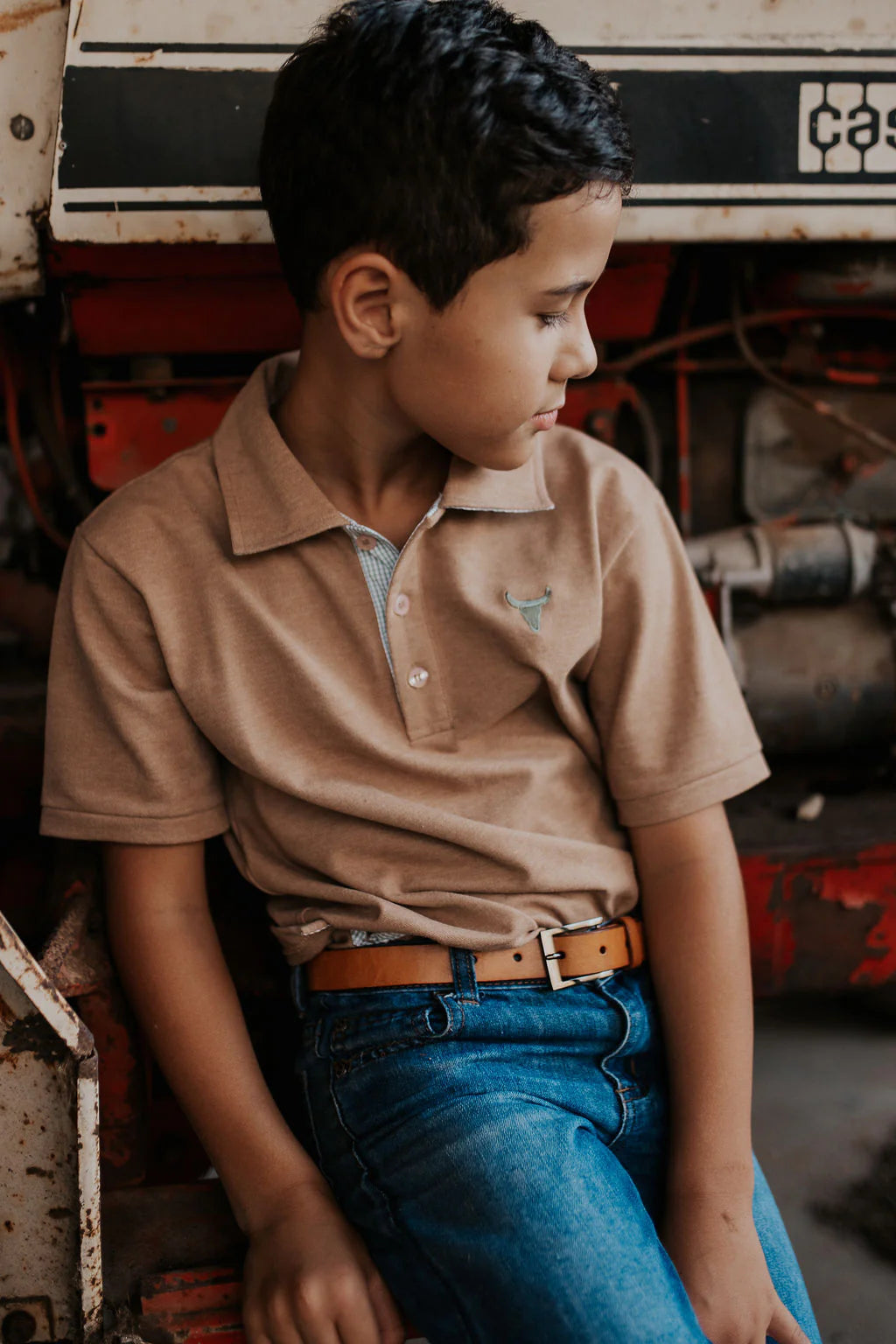 Clayton Caramel Boys Polo