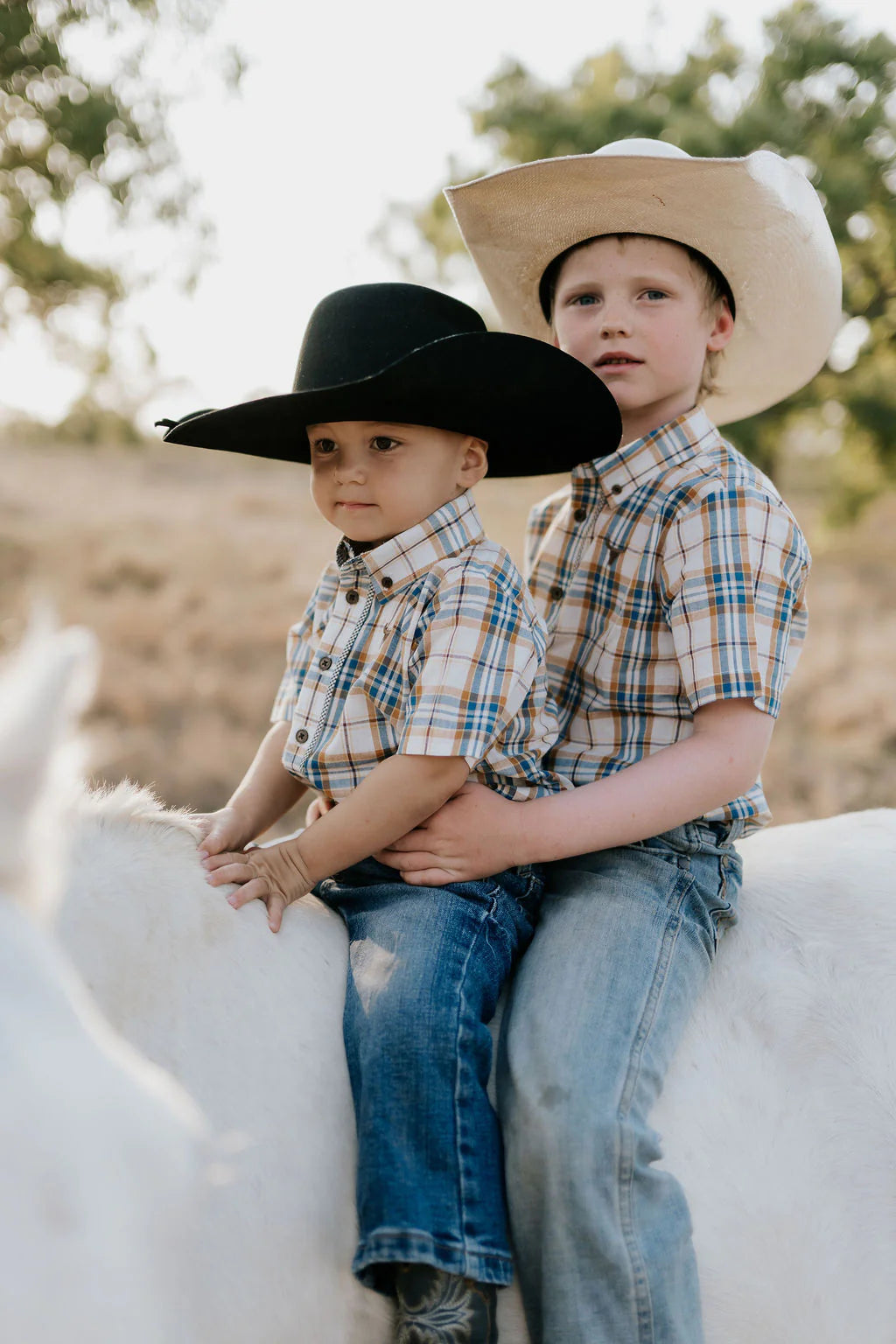 Dallas Checked Tan Short Sleeve Romper
