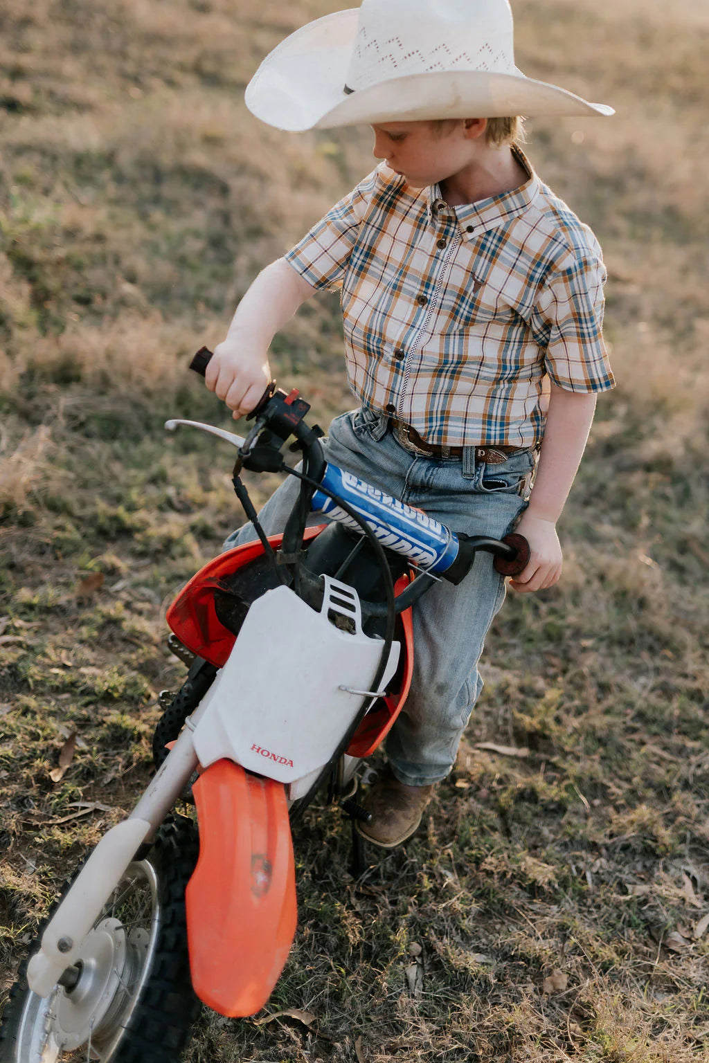 Austin Checked Tan Short Sleeve Shirt