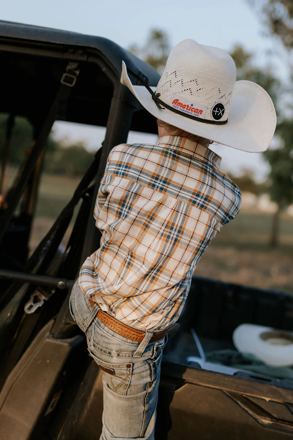 Austin Checked Tan Short Sleeve Shirt