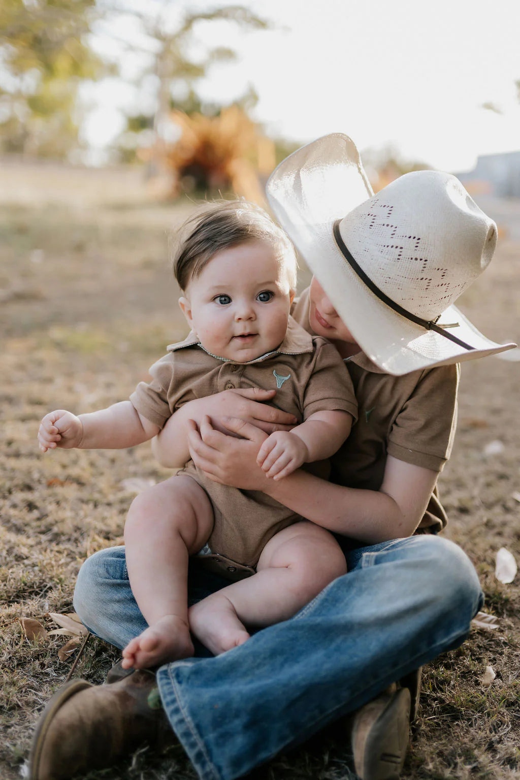 Clay Baby Caramel Polo Romper