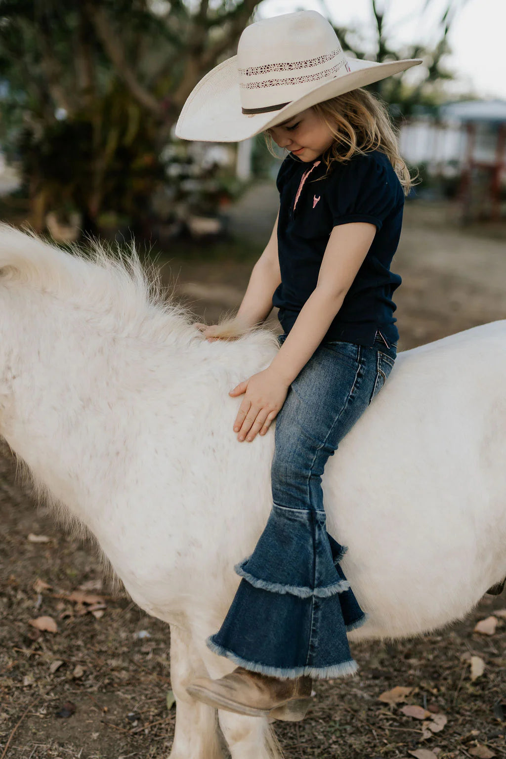 Leah Classic Navy Ruffle Polo