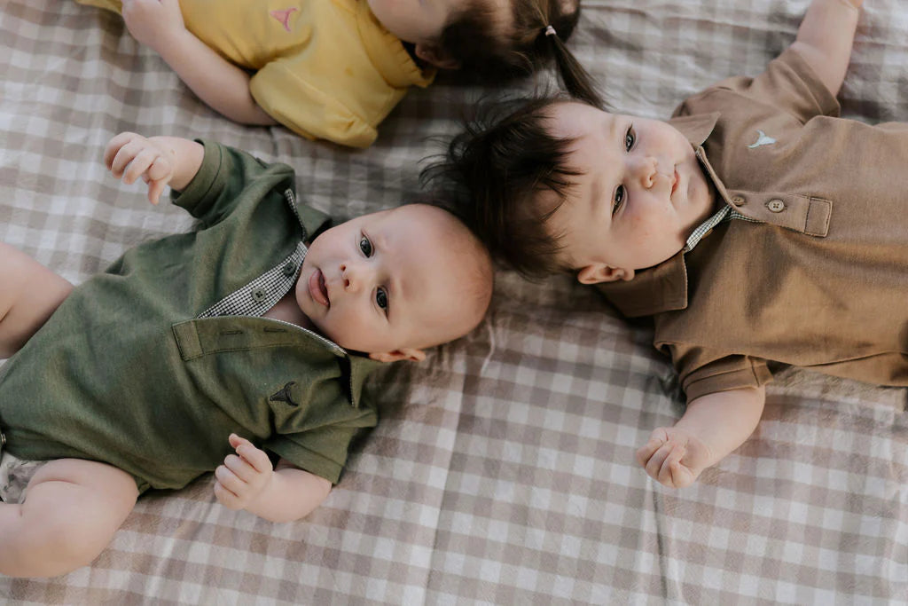 Ky Baby Khaki Green Polo Romper