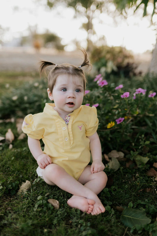 Larrisa Baby Butter Yellow Polo Romper
