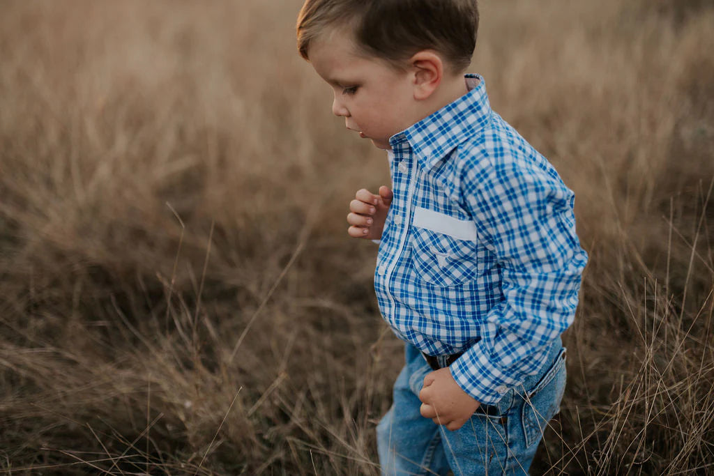 Charlie Checked Blue Long Sleeve Shirt