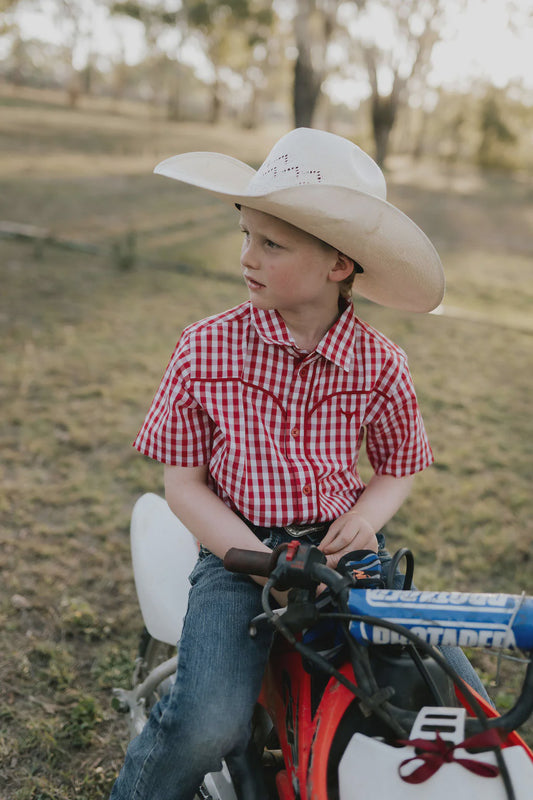Albie Deep Red Short Sleeve Shirt