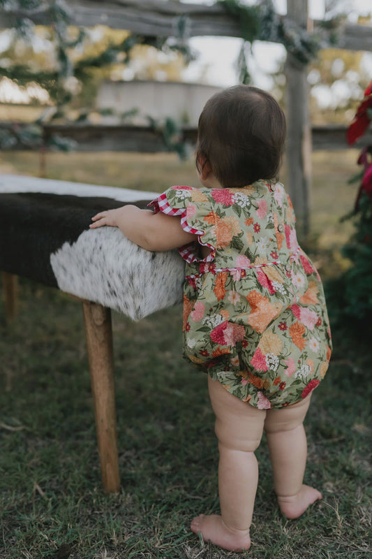 Faith Floral Scollop Short Sleeve Romper