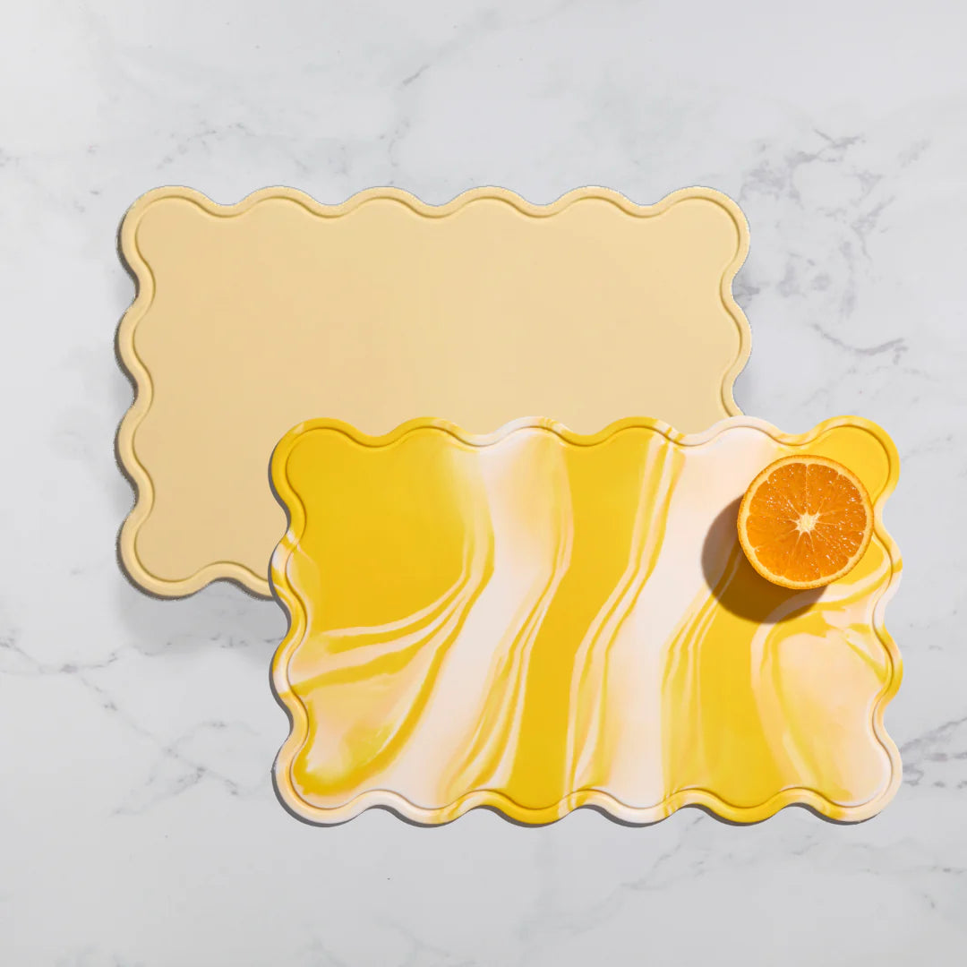 Chopping Boards (Set of 2) Swirl + Solid Lemonchello