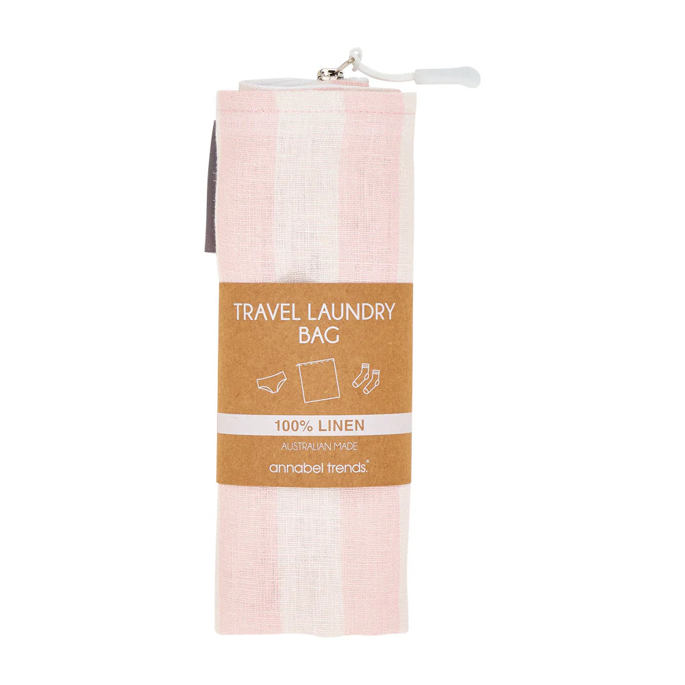 Linen Laundry Bag Pink Stripe