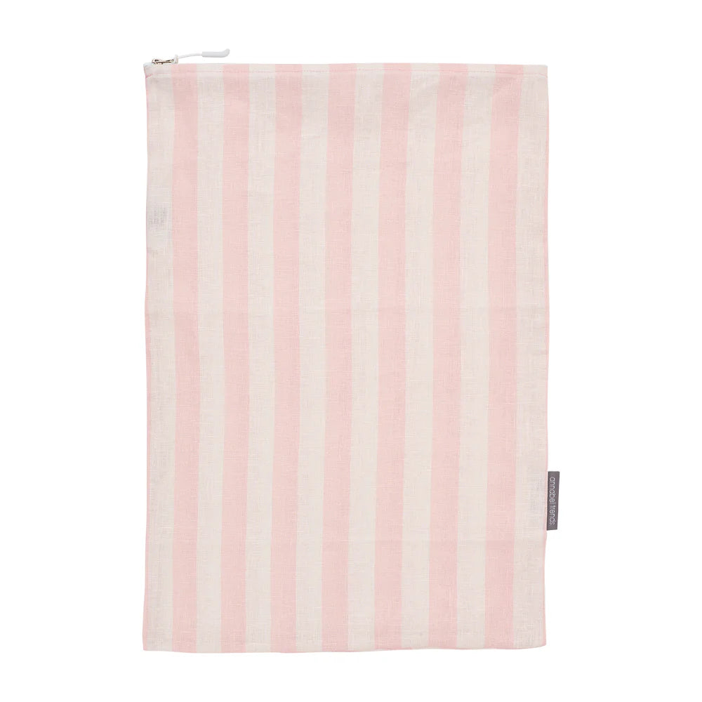 Linen Laundry Bag Pink Stripe