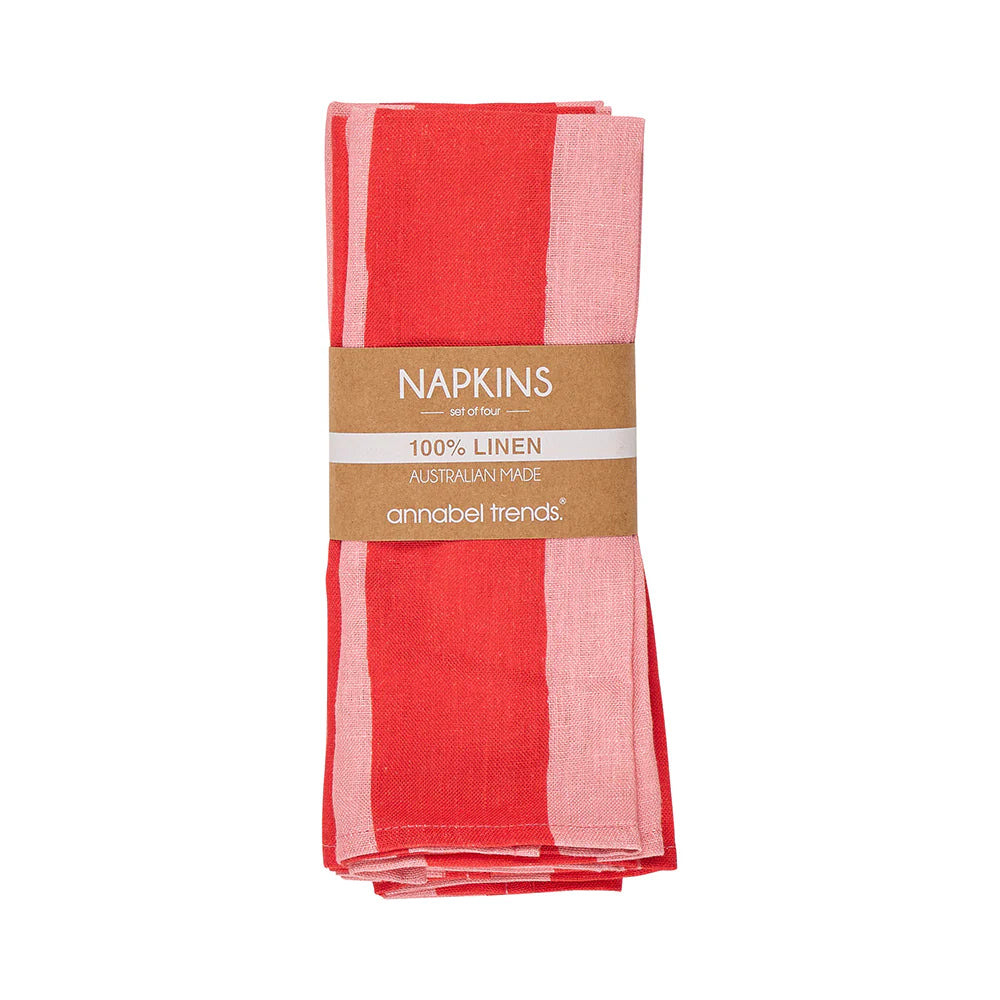 Linen Napkin 4pc Red Stripe