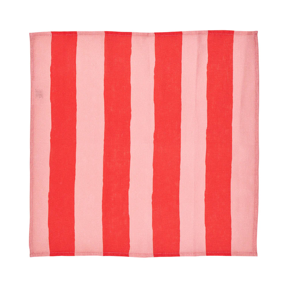 Linen Napkin 4pc Red Stripe