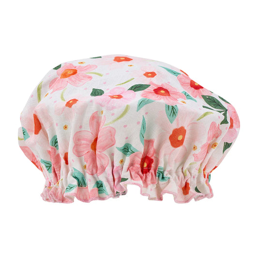 Linen Shower Cap Meadow Blush