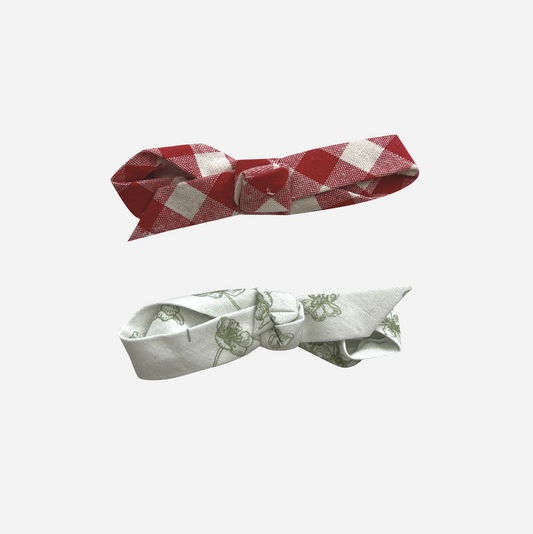 Girls Clips 2 Pack Moss Floral/Red Check